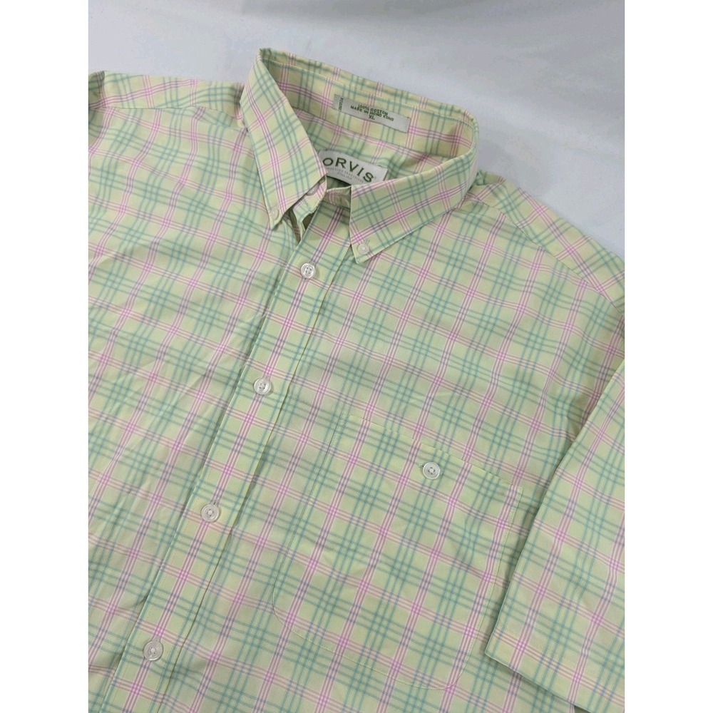 ORVIS MEN'S SIZE XL MULTICOLOR PLAID SHORT SLEEVE BUTTON UP SHIRT